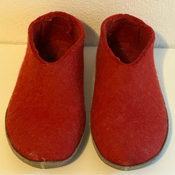 Glerups red natural wool with leather sole calfskin slippers size 5.5 EU 36 cozy - Picture 5 of 9